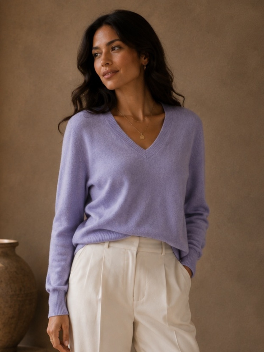 100% Cashmere Saddles Lilac Purple Women's Long Sleeve Sweater Size Medium